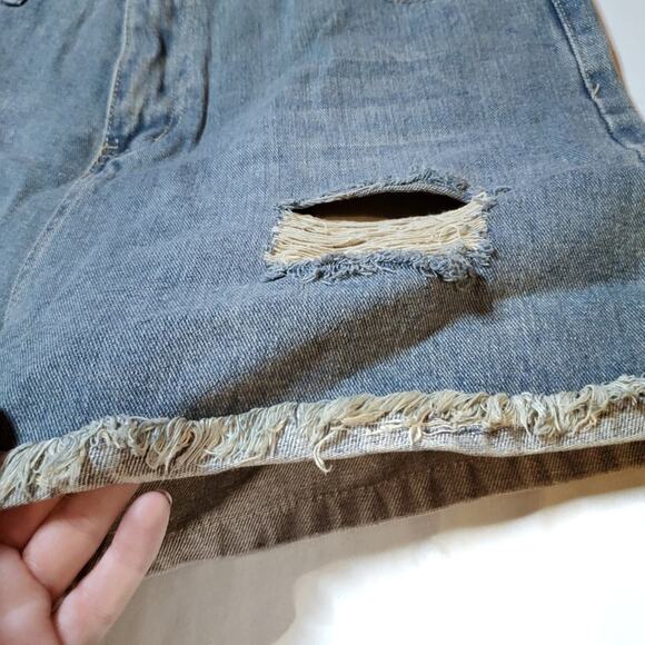 Distressed High Rise Denim Jean Shorts - Picture 2 of 6